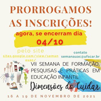 Prorrogação inscrições  VII Semana de Formação